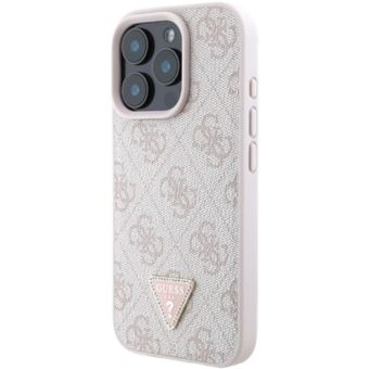 Obal Guess PU 4G Strass Triangle Metal Logo Apple iPhone 16 Pro GUHCP16LP4TDPP Pink