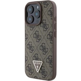 Obal Guess PU 4G Strass Triangle Metal Logo Apple iPhone 16 Pro GUHCP16LP4TDPW Brown