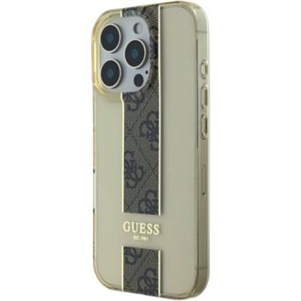 Obal Guess IML Middle 4G Stripe Apple iPhone 16 Pro GUHCP16LHS4PPW Brown