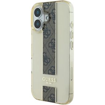 Obal Guess IML Middle 4G Stripe Apple iPhone 16 GUHCP16SHS4PPW Brown