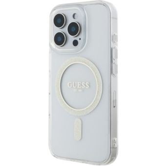 Obal Guess IML Glitter Ring MagSafe Apple iPhone 16 Pro GUHMP16LHFGERET Transparent