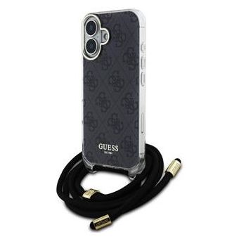 Obal Guess IML 4G Printed Crossbody Apple iPhone 16 GUHCP16SHC4SEK Black