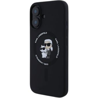 Obal Karl Lagerfeld Liquid Silicone Karl and Choupette MagSafe Apple iPhone 16 Plus KLHMP16MSCMKCRHK Black