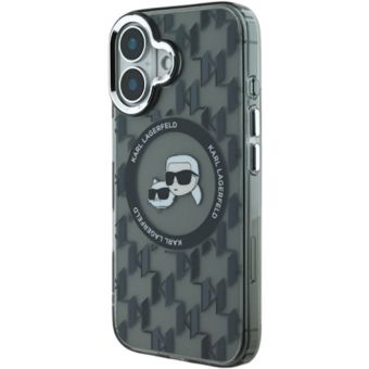 Obal Karl Lagerfeld IML Monogram K&CH Heads MagSafe Apple iPhone 16 KLHMP16SHMCKMHK Black