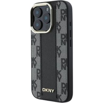 Obal DKNY PU Leather Checkered Pattern Magsafe Apple iPhone 16 Pro Max DKHMP16XPCPVSLK Black