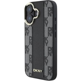 Obal DKNY PU Leather Checkered Pattern Magsafe Apple iPhone 16 DKHMP16SPCPVSLK Black