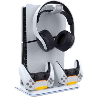 iPega P5S020W multifunkčný nabíjací RGB stojan s chladením pre PS5 Slim White