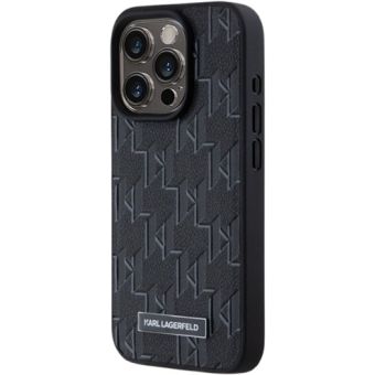 Obal Karl Lagerfeld PU Leather Monogram Metal Logo Magsafe Apple iPhone 14 Pro Max KLHMP14XPKHPORPK Black