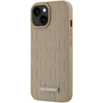 Obal Karl Lagerfeld PU Leather Monogram Metal Logo Magsafe Apple iPhone 15 KLHMP15SPKHPORPE Beige