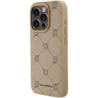Obal Karl Lagerfeld PU Karl Heads Pattern Magsafe Apple iPhone 15 Pro Max KLHMP15XPGKHPHE Beige