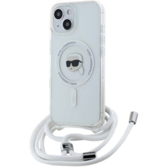 Obal Karl Lagerfeld IML Crossbody Karl Head Magsafe Apple iPhone 15 KLHMP15SHCKHNT Transparent