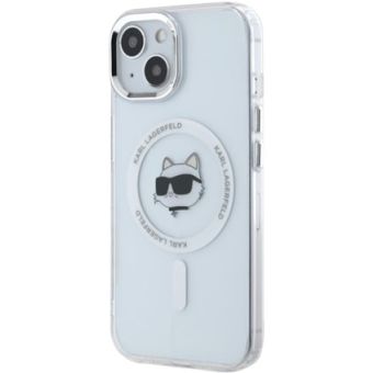 Obal Karl Lagerfeld IML Choupette Head Metal Frame MagSafe Apple iPhone 15 KLHMP15SHLSCHH Transparent