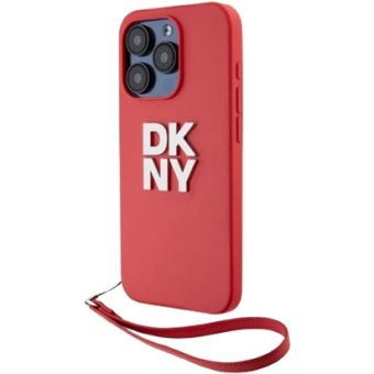 Obal DKNY PU Leather Stack Logo Wrist Strap Apple iPhone 15 Pro Max DKHCP15XPBSWSP Pink