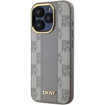Obal DKNY PU Leather Checkered Pattern Magsafe Apple iPhone 15 Pro DKHMP15LPCPVSLE Beige