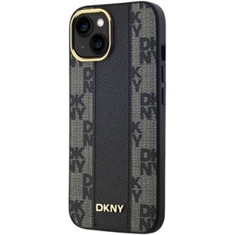 Obal DKNY PU Leather Checkered Pattern Magsafe Apple iPhone 15 DKHMP15SPCPVSLK Black