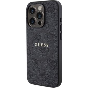 Obal Guess PU Leather 4G Colored Ring MagSafe Apple iPhone 15 Pro Max GUHMP15XG4GFRK Black