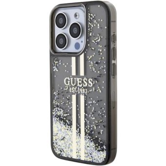 Obal Guess PC/TPU Liquid Glitter Gold Stripe Apple iPhone 15 Pro Max GUHCP15XLFCSEGK Black