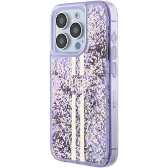 Obal Guess PC/TPU Liquid Glitter Gold Stripe Apple iPhone 15 Pro GUHCP15LLFCSEGU Purple