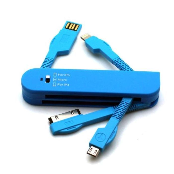 Forever 3in1 USB kábel 30-PIN (iPhone 4) & Lightning (iPhone 5) blue