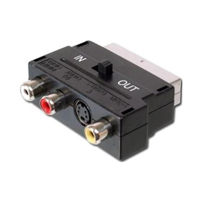 PremiumCord Adapter SCART-3x cinch + S-video s prepínačom IN/OUT