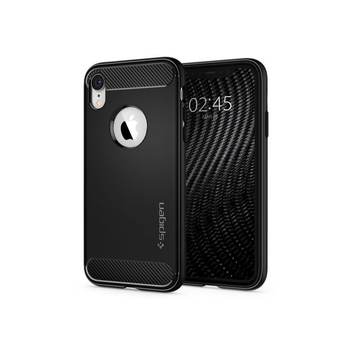 Silikónové puzdro Puzdro Spigen Rugged Armor pre Apple iPhone XR čierne