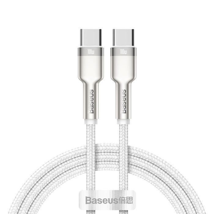 Dátový kábel Baseus Cafule Metal USB-C - USB-C 100W 1,0 m biely