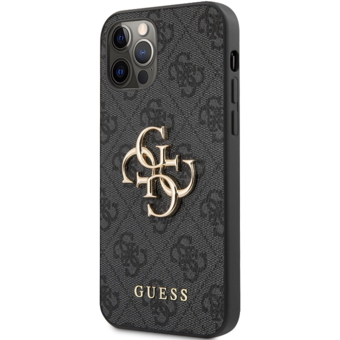 Plastové puzdro Guess na Apple iPhone 12 Pro Max GUHCP12L4GMGGR 4G Metal Logo čierne