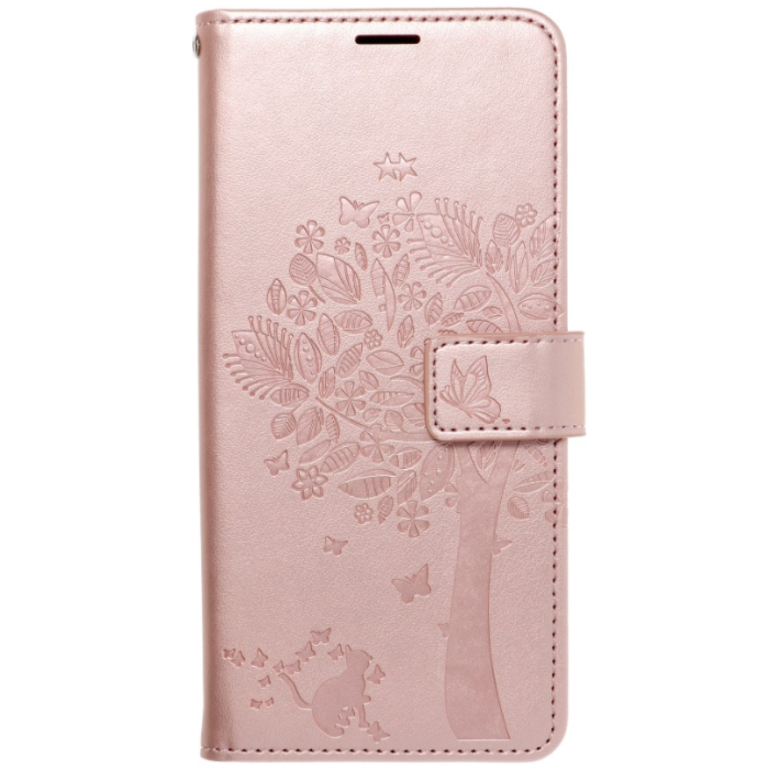 Diárové puzdro na Samsung Galaxy S21 FE 5G Forcell MEZZO tree ružovo-zlaté