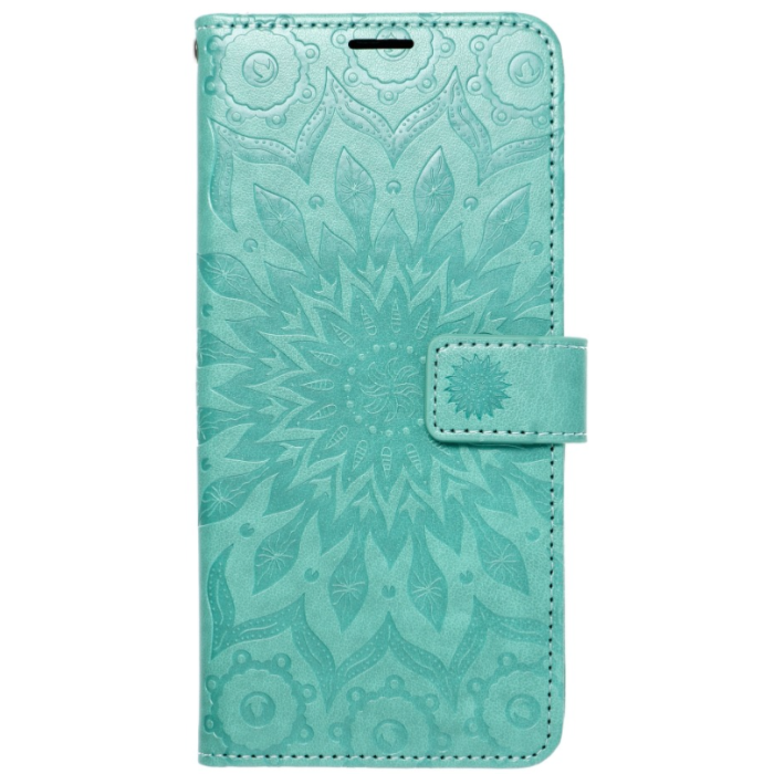 Diárové puzdro na Samsung Galaxy S21 FE 5G Forcell MEZZO mandala zelené 