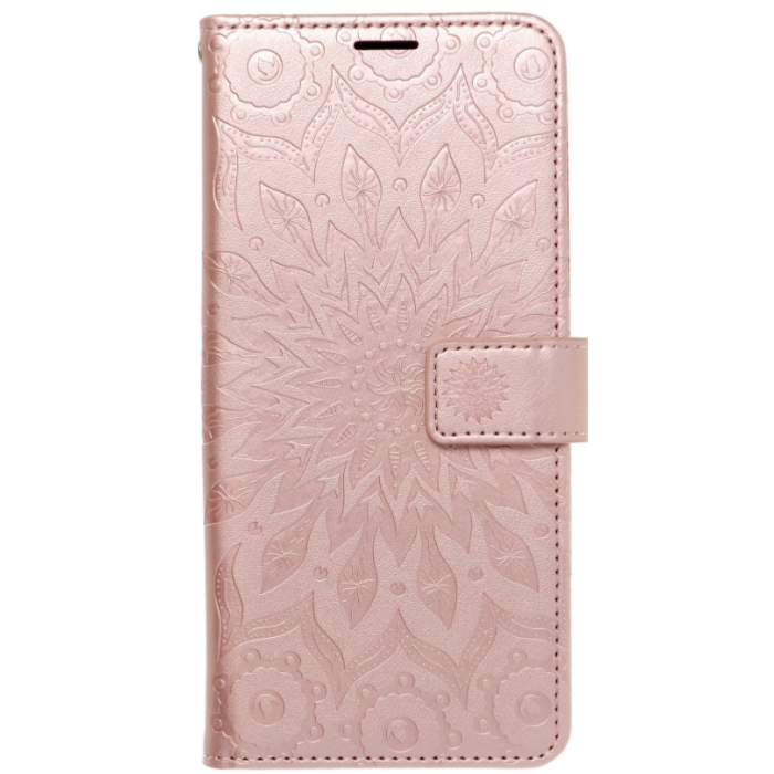 Diárové puzdro na Samsung Galaxy S21 FE 5G Forcell MEZZO mandala ružovo-zlaté