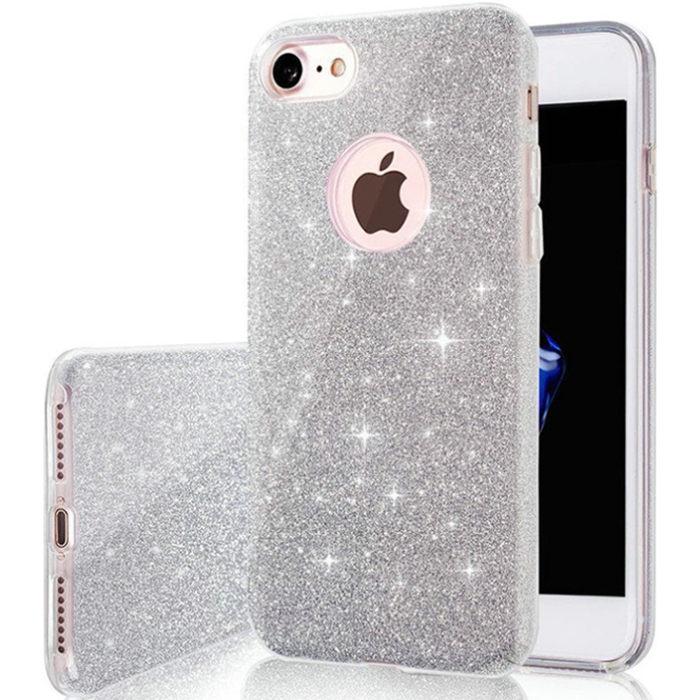 Silikónové puzdro na Apple iPhone 13 Mini Glitter 3in1 strieborné