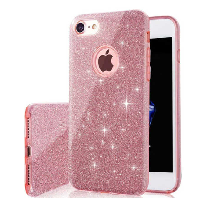 Silikónové puzdro na Apple iPhone 13 Glitter 3in1 ružové