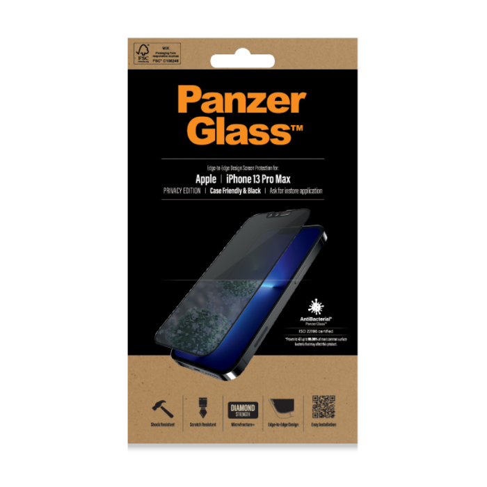 Tvrdené sklo na Apple iPhone 13 Pro Max/14 Plus PanzerGlass Case Friendly Privacy AB čierne