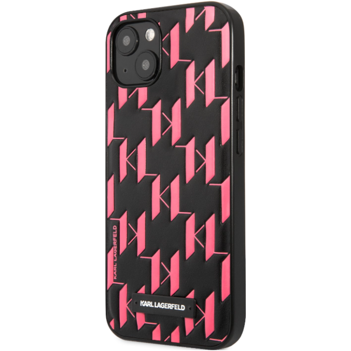 Plastové puzdro Karl Lagerfeld na Apple iPhone 13 KLHCP13MMNMP1P Monogram Plaque ružové