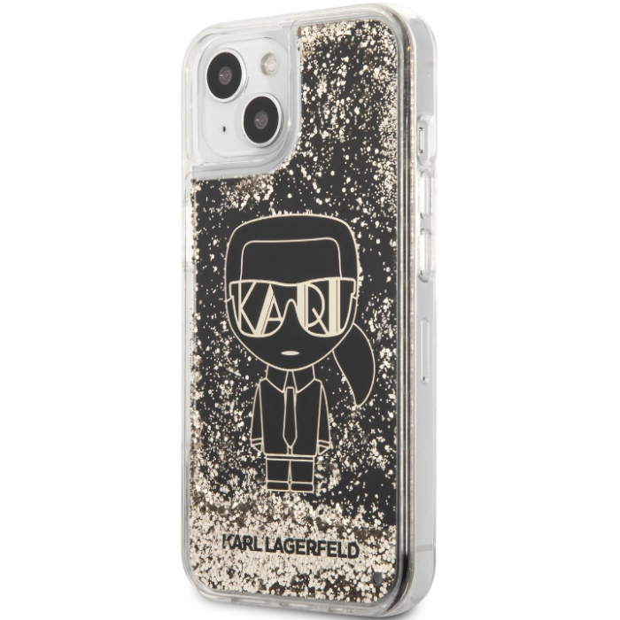 Plastové puzdro Karl Lagerfeld na Apple iPhone 13 Pro KLHCP13LLGGKBK Liquid Glitter Gatsby čierne