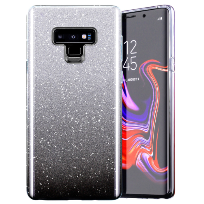 Silikónové puzdro na Samsung Galaxy S22 Ultra 5G Shine Bling čierno-strieborné