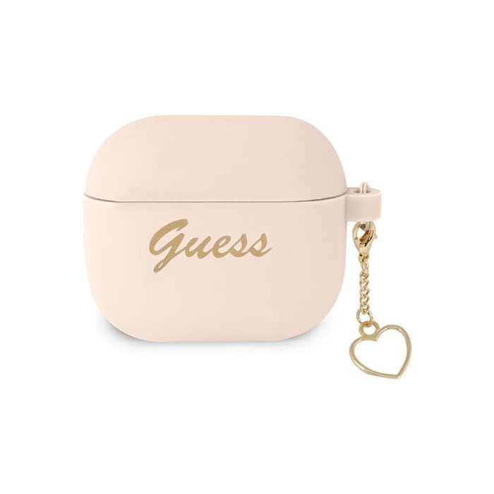 Silikónové puzdro Guess na Apple Airpods 3 GUA3LSCHSP Heart Charm ružové