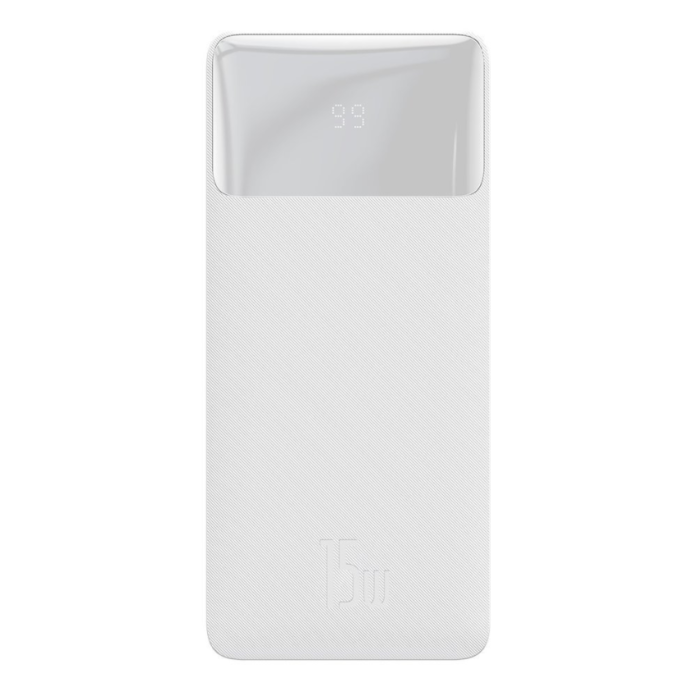 Externá nabíjačka Powerbank 30000 mAh Led Displej 15W 2xUSB 1xUSB-C biela