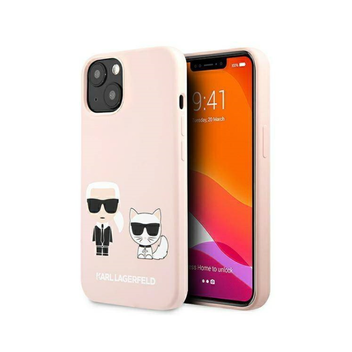 Plastové puzdro Karl Lagerfeld na Apple IPhone 13 Pro Max KLHMP13XSSKCI Silicone Karl & Choupette Magsafe ružové