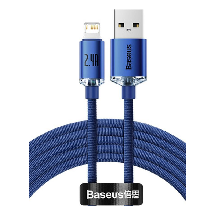 Kábel Baseus Crystal Shine CAJY000003, USB to Lightning 8-pin 2,4A, 1.2m, modrý