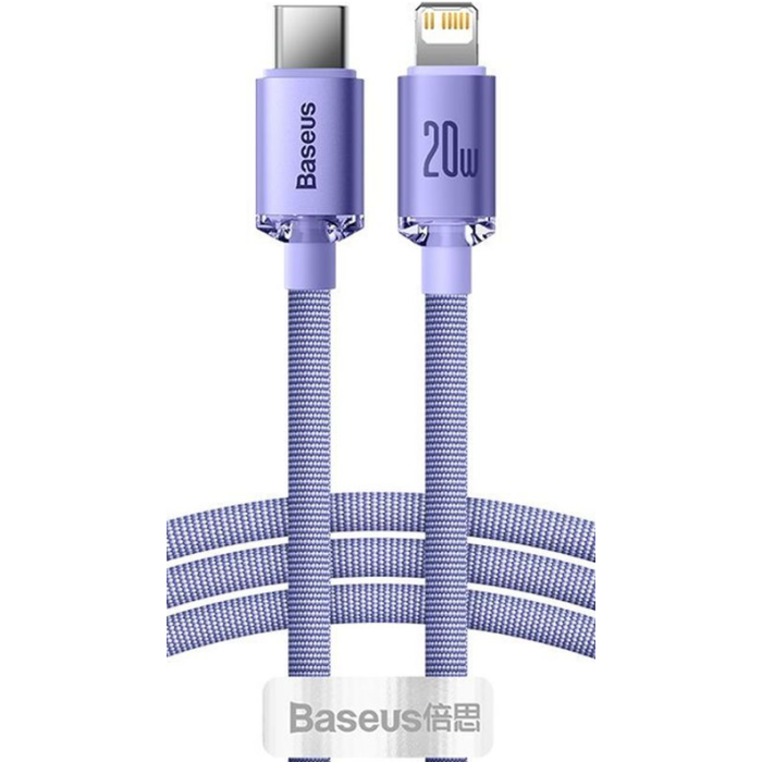 Kábel Baseus Crystal Shine CAJY000205, USB-C na Lightning 8-pin PD 20W, 1.2m, fialový