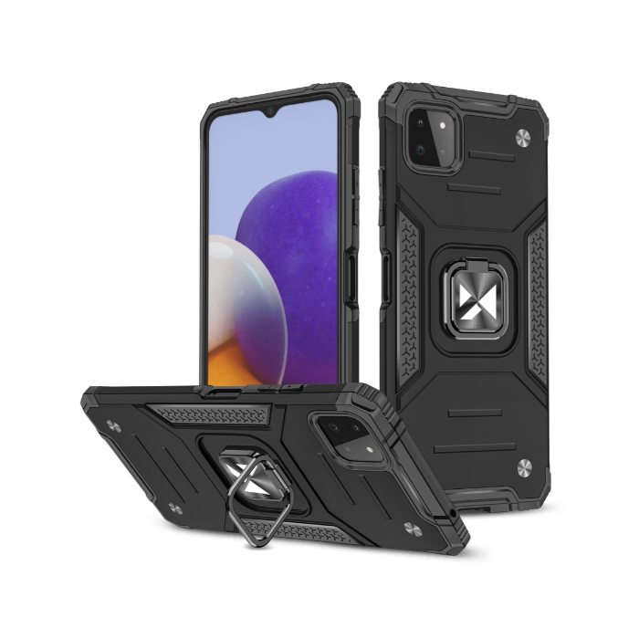 Odolné puzdro na Samsung Galaxy A22 5G A226 Ring Armor Rugged čierne 