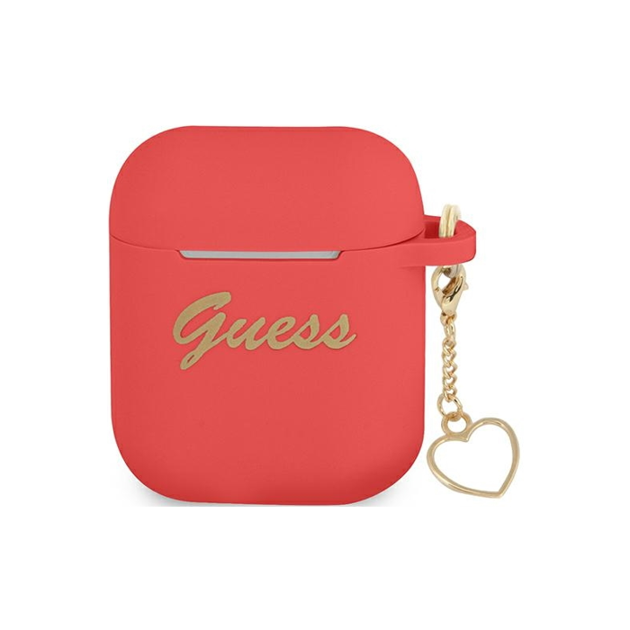 Silikónové puzdro Guess na Apple AirPods / AirPods 2 GUA2LSCHSR Heart Charm červené