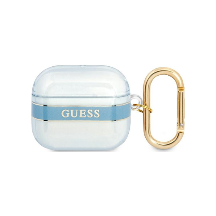 Silikónové puzdro Guess na Apple AirPods 3 GUA3HHTSB Cord modré