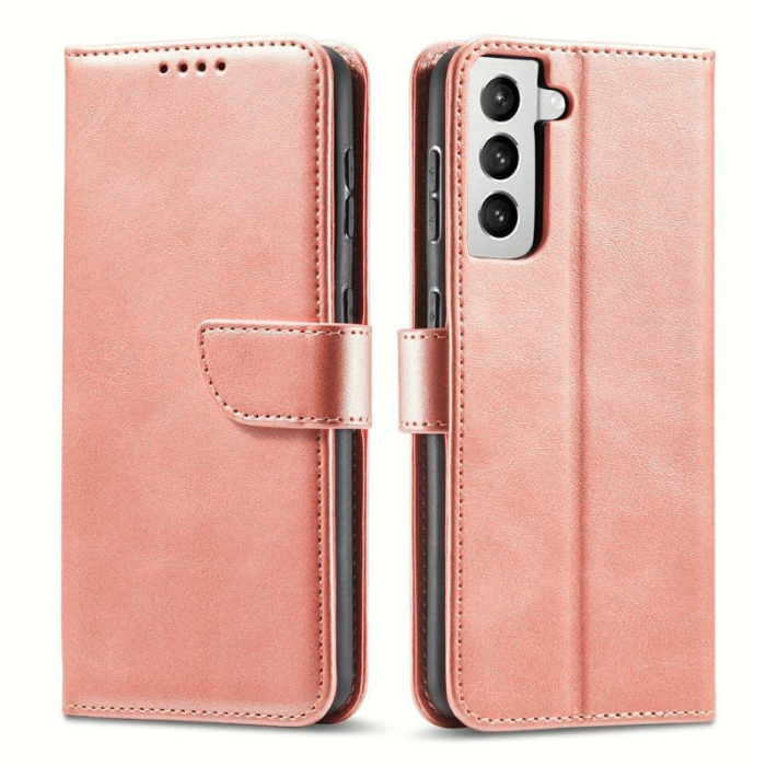 Diárové puzdro na Samsung Galaxy S22 Ultra 5G Magnet Elegant Book ružovo-zlaté