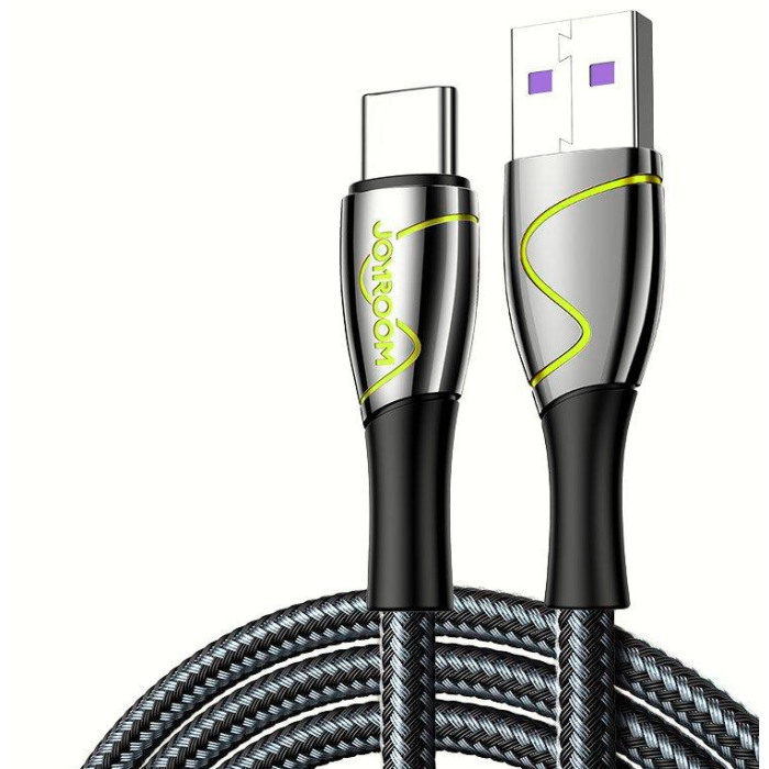 Kábel Joyroom Mermaid opletený USB/USB-C 5A 1,2m, čierny