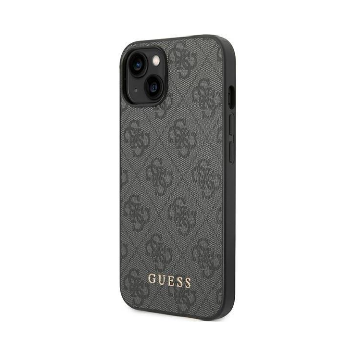 Plastové puzdro Guess na Apple iPhone 14 GUHCP14SG4GFGR 4G Gold Logo sivé