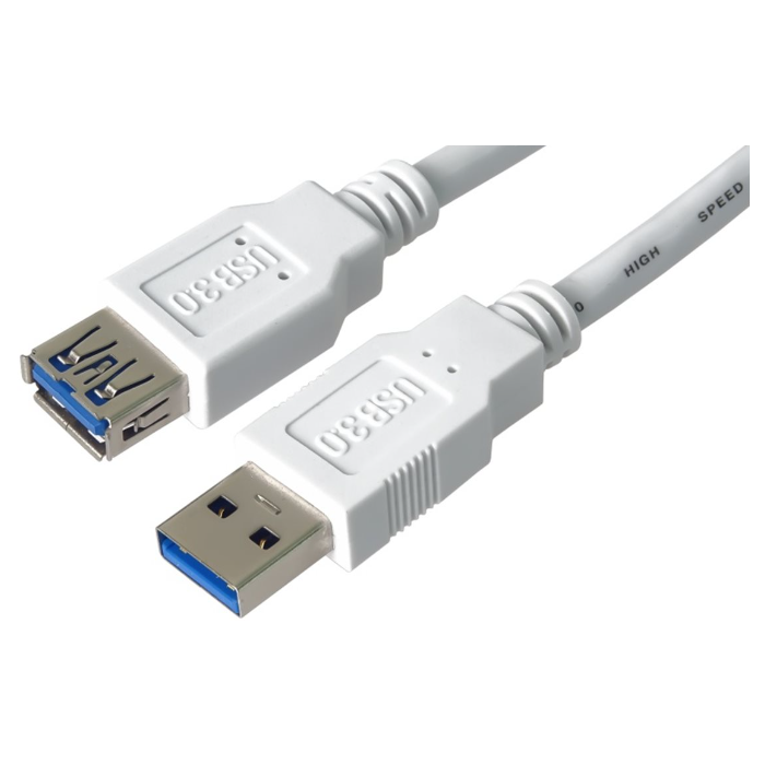 Predlžovací kábel PremiumCord, USB 3.0 Super-speed 5Gbps A-A, MF, 9pin, 5m biela