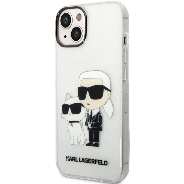 Plastové puzdro Karl Lagerfeld na Apple iPhone 13 KLHCP13MHNKCTGT Translucent Karl and Choupette NFT transparentné