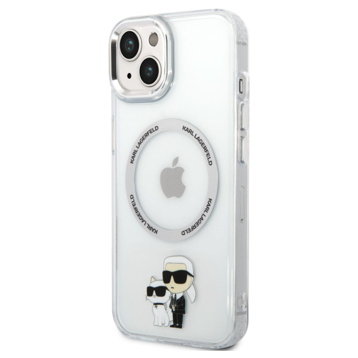 Plastové puzdro Karl Lagerfeld na Apple iPhone 14 Plus KLHMP14MHNKCIT IML Karl and Choupette NFT MagSafe transparentné